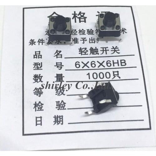 500Pcs/lot 6*6*6mm Micro Push Button Tactile Tact Momentary Electronic Switch 6X6X6H