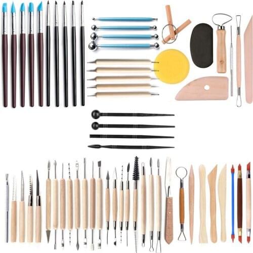 61PCS Ceramic Clay Tools Set Polymer Clay Tools Pottery Tools Set Wooden Pottery Sculpting Clay Cleaning Tool Set Tool Sculpture