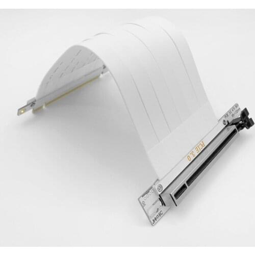 White graphics card extension cable PCIE x16 right angle adapter cable