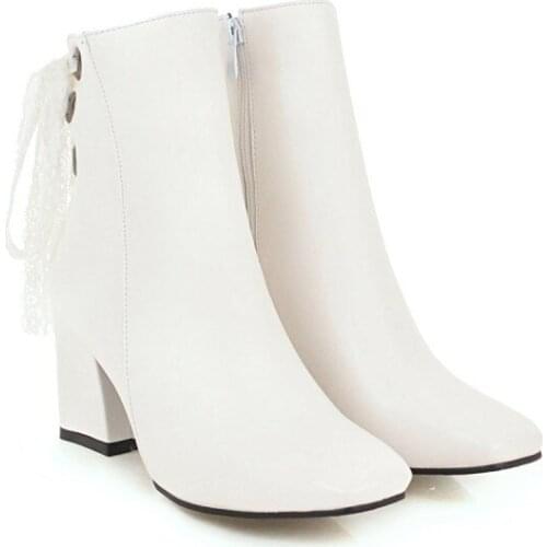 Big Size9 10 11-17 boots women shoes ankle boots for women ladies boots shoes woman winter Thick lace heel strap