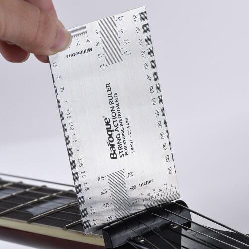 Guitar String Action Ruler High Quality Stainless Steel Gauge Tool in/mm String Action Ruler for Guitar Bass Mandolin Banjo