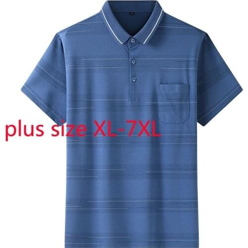 New Arrival Fashion Summer Loose Extra Large Men Short Sleeve Striped Knitted Casual T Shirt Plus Size XL 2XL 3XL 4XL5XL 6XL 7XL