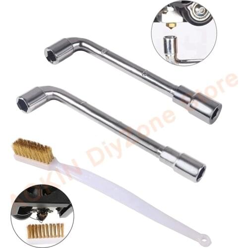 4Pcs 5 In 1 Wrench + Mini Cross Socket + Nozzle Brush +6mm/7mm L Spanner for Ender 3 E3D / MK8 / MK10 3D Printer Parts Tools