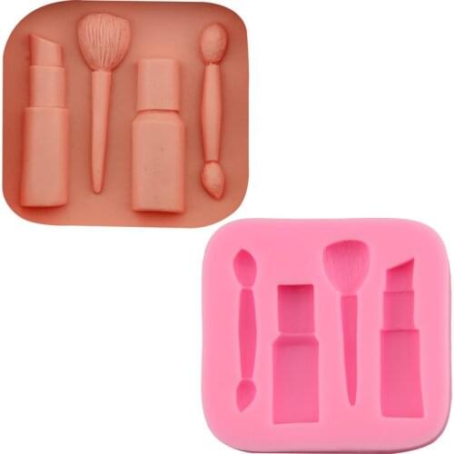 Makeup tools lipstick nail polish eyeshadow brush blush brush silicone fondant cake mold plaster drops DIY soap mold