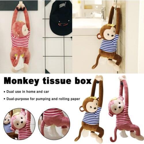 Creative Tissue Box Pippi Monkey Paper Napkin Case Cartoon Paper Car Cute Animals Napkin Holder Boxes Car Decorations