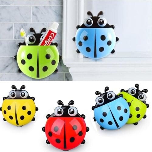 Creative Ladybird Beetle Toothbrush Toothpaste Shelves Pencil/Pen Storage Holders & Racks Cute Bathroom shelf