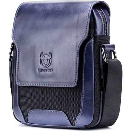 Brand Design Genuine Leather Men bag Casual Small Mens Messenger Shoulder bags Cowhide Canvas Fashion Male Crossbody bag 2021