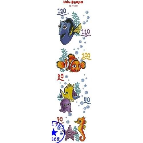 Top Quality Lovely Counted Cross Stitch Kit Height Chart Measure Finding Nemo Fish Fishes Sea Submarine World My Rain