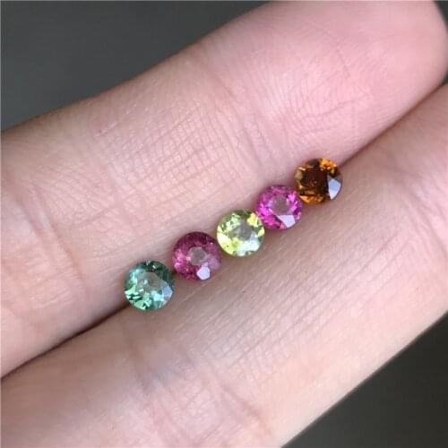 Natural round tourmaline loose stone 4*4mm, 5 pieces