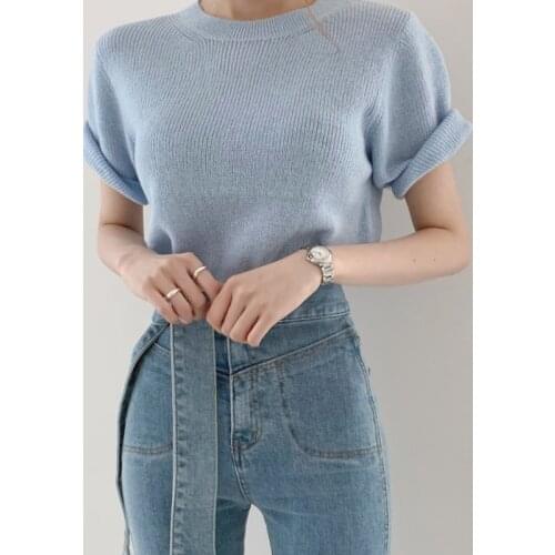 New Female Sweater Women Winter Pullover Knitting Overszie Short Sleeve Girls Tops Loose Sweaters Knitted Outerwear Thin Sexy