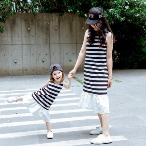 Girls Black and White Striped Fishtail Dress Toddler Girl Clothes 2021 Flower Dresses Korean Baby Clothes Kids Dresses for Girls
