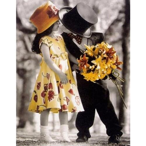 Full Diamond Painting Girl Boy Square/round Rhinestone Handmade Mosaic Diy Embroidery Childhood Decor Picture By Numbers