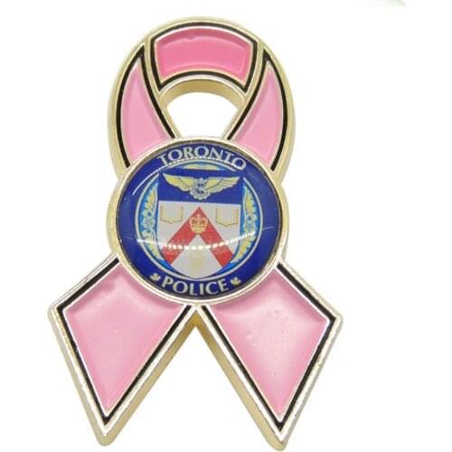 Custom Metal Enamel Cancer Pink Ribbon Lapel Pin
