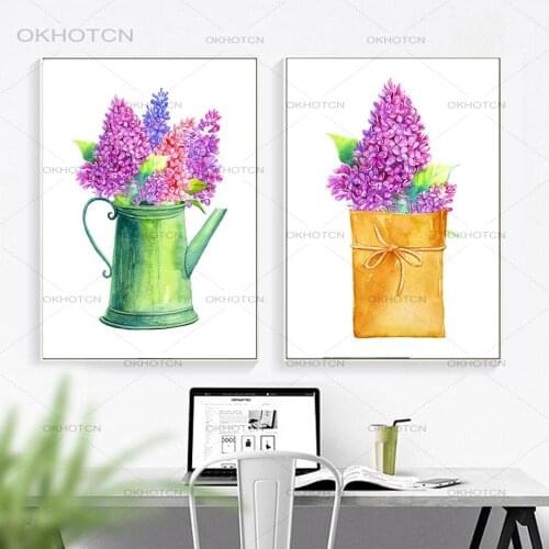 Lilac Pot Plant Nordic Poster And Prints Wall Art Canvas Painting Wall Pictures For Living Room Bedroom Home Decor