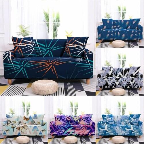 Tropical Plant Leaf Non-slip Sofa Cover Living Room Elastic Butterfly Maple Slipcover Corner Sofa L Shape Couch Protector Case
