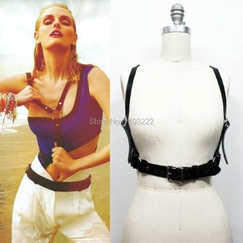 Handmade Men Women Unisex Basic Style Punk Rock Leather Women Harness Waist Belt Straps Sculpting