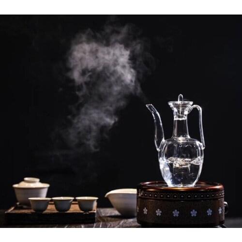 Hand Ewer Teapot with Melon Ridge Glass Transparent Chaise Pot Heating High Temperature Resistance Little Teapot Kettle Tea