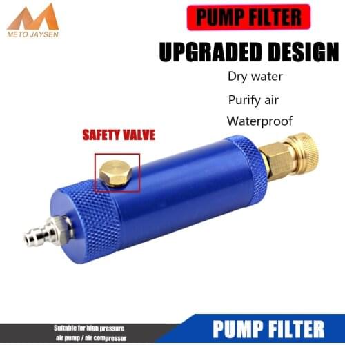 PCP Paintball Hand Pump Filter with Safety Valve M10x1 Quick Disconnect Water-Oil Separator 300Bar Air Filtering 50cm Hose