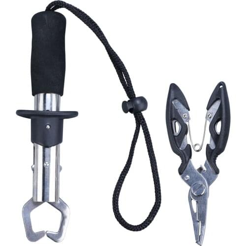 Stainless Steel Fishing Plier Scissor & Gripper Tackle Trigger Grab Kayak