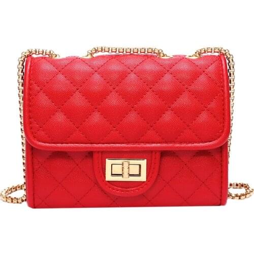 High quality womens shoulder bag red portable metal chain bag shopping girl Messenger bag new discount youth ladies bag pink