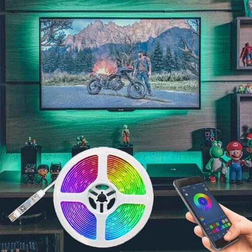 1M 2M 3M 4M 5M LED Strip Light Bluetooth Flexible Lamp Tape Diode SMD5050 DC5V Desk Screen TV Background Room Lighting USB Cable
