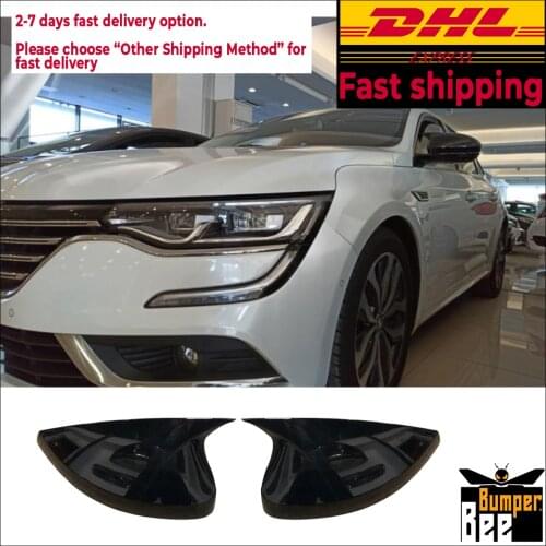 Mirror Cover for Renault Talisman 2015 2016 2017 2018 2019 2020 Accessory Bright Black BATMAN Case CAR Shield