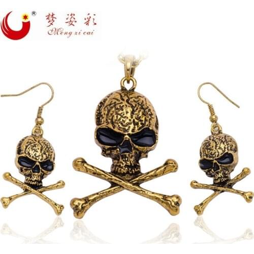 2019 New Fashion Alloy Statement Necklace For Men Skull Necklace Pendenties Earrings Jewelry Sets Fine Jewelry For Women Party