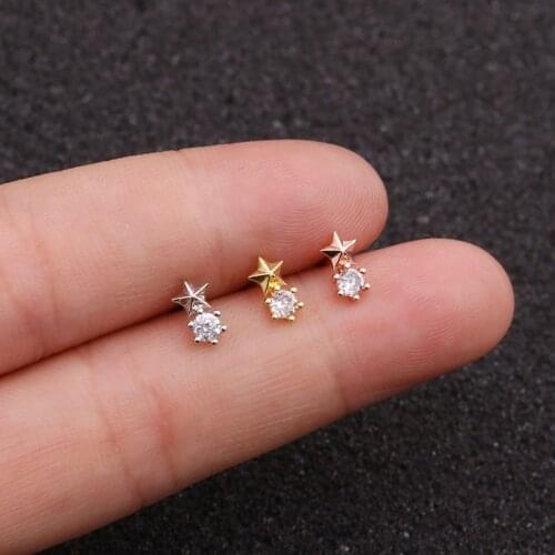 1Pcs Mini Star Floral Ear Bar Cartilage Tragus Helix Piercing Jewelry Women