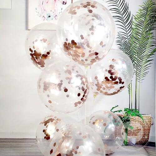 12 Inch Transparent Balloon Rose Gold Confetti Sequins Latex Balloons Banquet Decoration Birthday Party Wedding Festival Decor