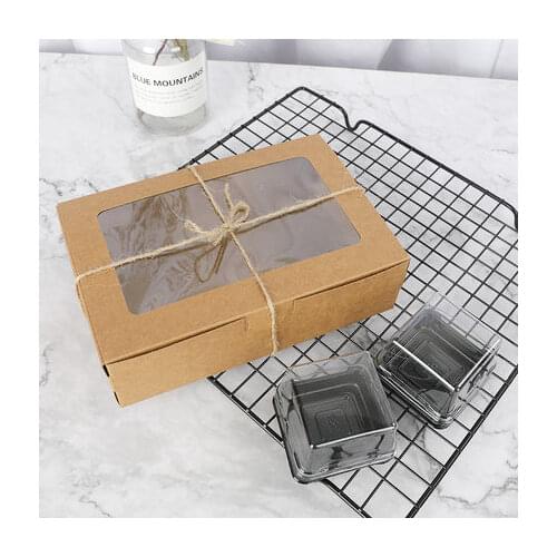 20Pcs 18x12x5cm Brown Kraft Paper Box With Window Christmas Gift Box Packaging Cookie Macaron Box Candy Wedding Gifts For Guests