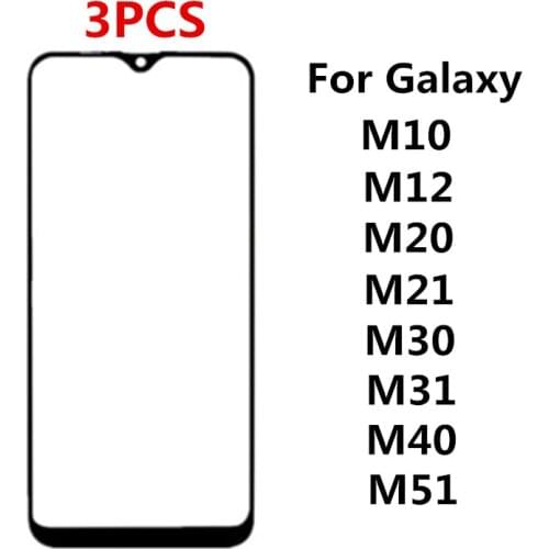 3PCS Out Screen For Samsung Galaxy M10 M12 M20 M21 M30 M31 M40 M51 Touch Panel LCD Display Front Glass Replace Parts
