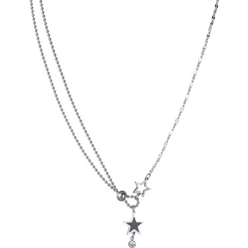 316L Stainless Steel Multi-Pendant Five-pointed Star Pendant Necklace Female Short Crystal Zircon Necklace No fade