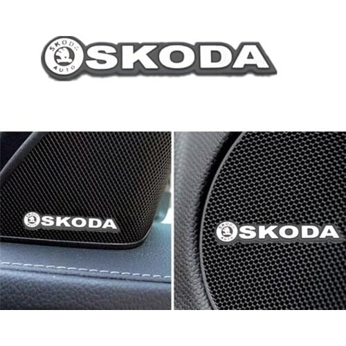 3D Car Styling Sticker Aluminum Emblem interior Speaker audio Badge for skoda octavia Fabia rapid yeti superb