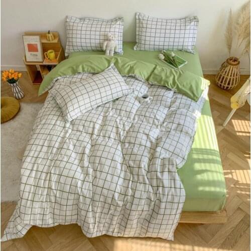 4PCS/SET with Duvet Cover Bed Sheet Pillowcasae Nordic Style Soft Bedding Sets Home Textile Queen King Size Printed Bed Cover