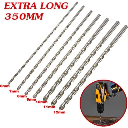 6-12mm Drill Bit Extra Long HSS Straight Shank Auger Twist Drill Bit Set 350mm Length for Electric Drills Tools