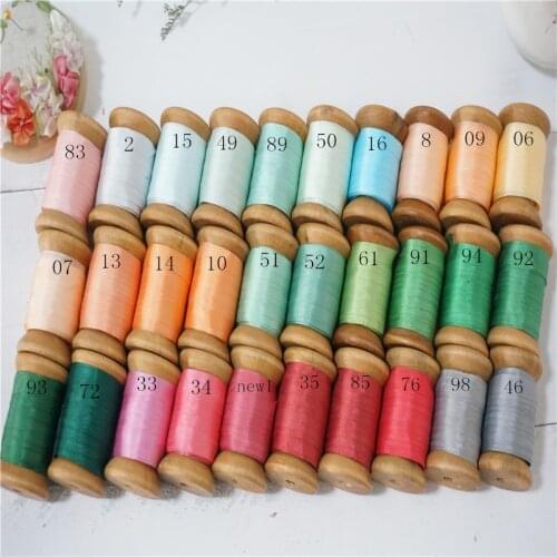 7mmX10m/roll by woodenspool 88colors for you choose 100% pure silk embroidery ribbon thin taffeta silk ribbon