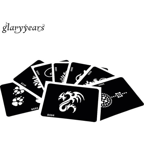 8 Pieces Lollipop Flower Pattern Henna Tattoo Stencil Hollow Black Women Leg Body Paint Art Tattoo Stencil 7.5cm * 9.8cm S500#07