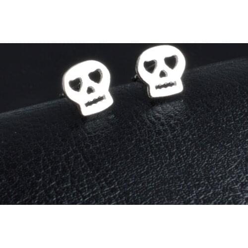 925 Sterling Silver Skeleton Stud Earrings For Woman Girls Nice Skull Ear Accessories Jewelry One Pair Free Shipping