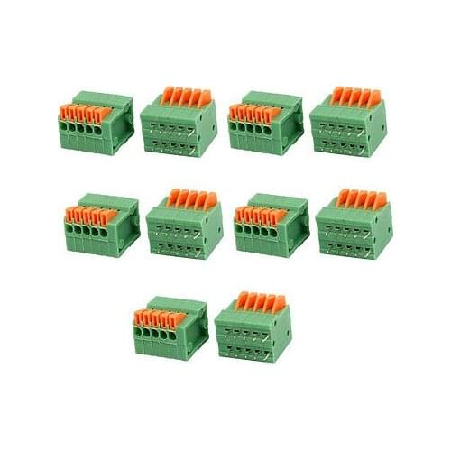 10pcs KF141V 150V 2A 2.54mm Pitch 5P Spring Terminal Block for PCB Mounting