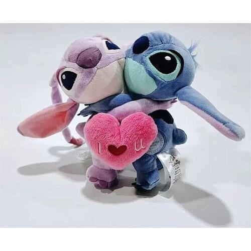 Disney Lilo & Stitch Holding love Stitch Angel 20cm Cartoon Animal Soft Stuffed Cotton Dolls Plush Peluche Toys For Kids Gifts