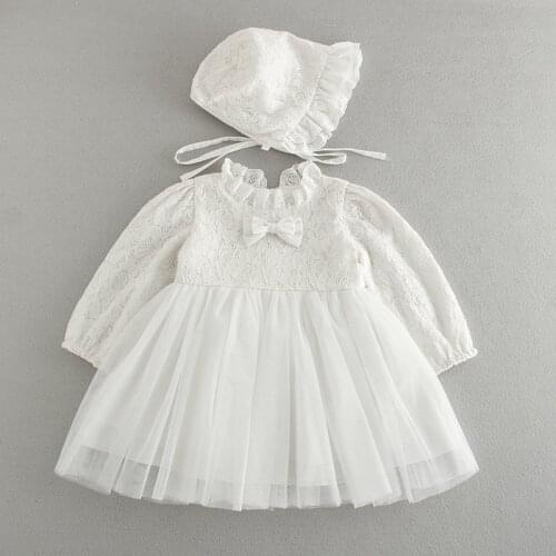 HAPPYPLUS Long Sleeve Lace Dresses for Babies Christening Dress for Baby Girl First Birthday Girl Party Christmas Princess Gowns