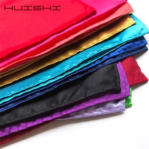 HUISHI England Solid Colors Hankerchief Scarves Vintage Satin Men Suit Pocket Square Handkerchiefs Wedding Dress Chest Towel Red