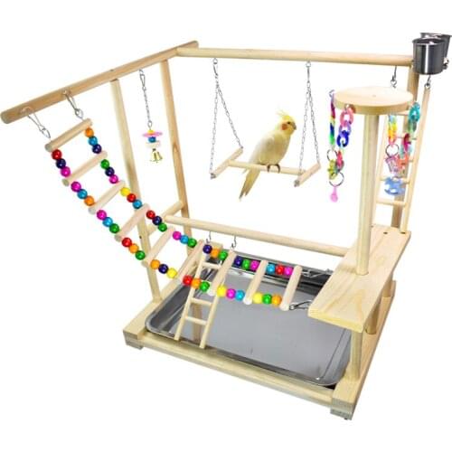 Exquisite workmanship bird cage game bench material superior parrot climbing stand pet solid wood playground