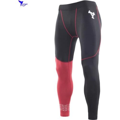 Patchwork Compression Jogging Pants Elastic Mens Training Running Tights Fitness Gym Bodybuilding Leggings Quick Dry Sportswear
