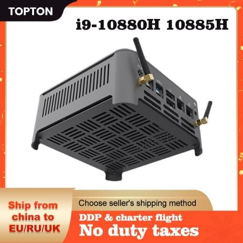 TOPTON Mini PC Windows 10 Intel i9 10880H 8 Core 16 Threads 2*DDR4 2*M.2 SSD 2*Lan Barebone System DP HD 4K Desktop Computer