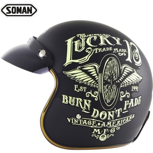 Motorcycle 3/4 Chopper Retro Helmet Casco Goggles Vintage Open Face HELMETS Old School Casque Moto Cacapete DOT HELMET SM512