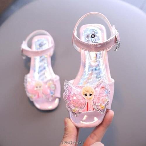 Original Disney Girls Sandals pink dance shoes children summer Princess shoes kids Frozen sandal girls performance shoe