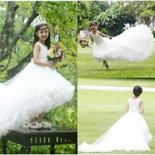 Princess Flower Girl Dress For Wedding Girls Pageant Gown Sleeveless Ribbon Vestidos De Fiesta Custom Made