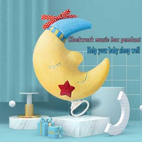 Toddler Infant Baby Bed Hanging Crib Moving Bed Clockwork Music Box Hanging Moon Doll Rattles Toy