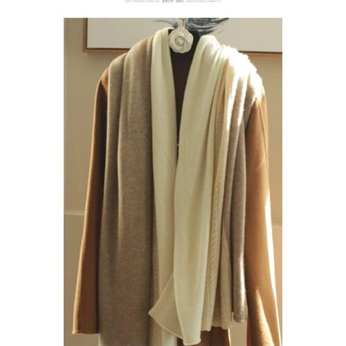100% Pure Cashmere Scarf Women Knitted Cable Autumn Winter Warm Thick Contrast Color Knit Large Shawl Oversized Wool Scarf